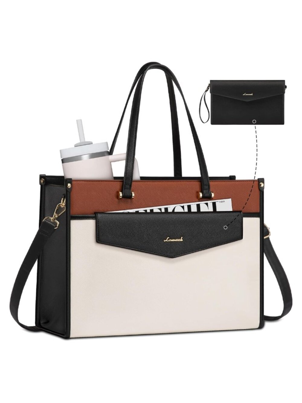 LOVEVOOK Laptop Tote Bag 2-in-1 Work Purse Computer Briefcase Handbag